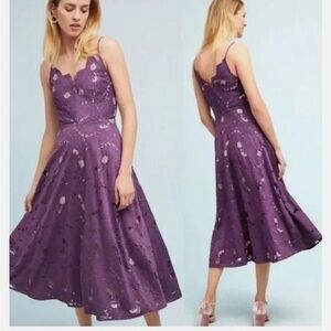 NWT Anthropologie Moulinette Soeurs Deep Purple Lace Dress